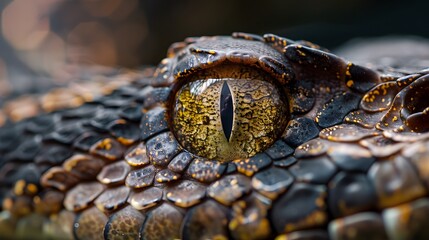 Fototapeta premium Tightly cropped composition of a snake's eye with intricate details