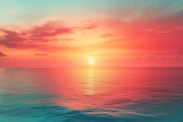 Obraz premium A tropical sunset gradient transitioning from vibrant turquoise to coral capturing the essence of a warm evening on a distant beach ideal for bold and energetic designs