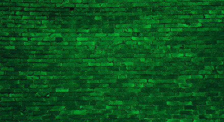 old dark green brick wall of an aged architecture building. brick wall texture. abstract green...