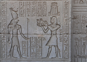 offering Scenes at Dendera temple. Qena. Egypt.