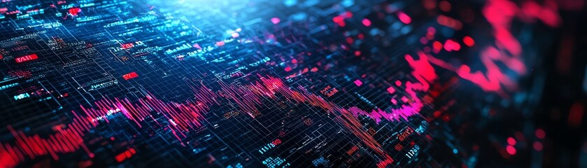 Abstract digital background featuring vibrant colors and dynamic wave patterns, ideal for technology and data visualization projects.