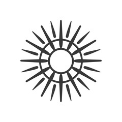 Fototapeta premium Black and White Stylized Sun with Rays