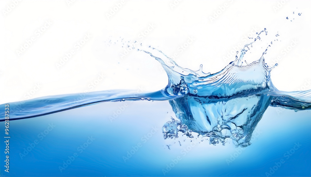 Wall mural blue water splash, water splash isolated, real water splash for advertising design element