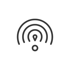 Black and White Wifi Signal Icon with Pinpoint