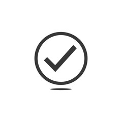 Black Check Mark Icon in a Circle with Shadow