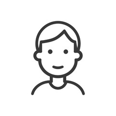 Line art illustration of a smiling male character