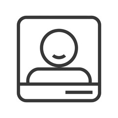 Obraz premium Line art illustration of a smiling persons head and shoulders within a square frame