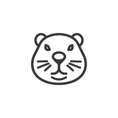 Naklejka premium Line Art Illustration of a Smiling Otters Face