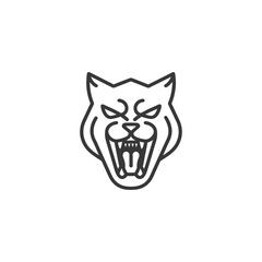 Fototapeta premium Line art illustration of a snarling wildcat head