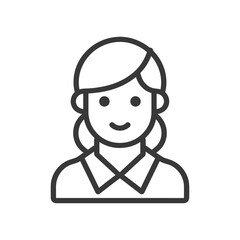 Obraz premium Line Art Illustration of a Smiling Woman with Short Hair