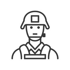 Fototapeta premium Line art illustration of a soldier wearing a helmet