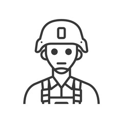 Obraz premium Line art illustration of a soldier wearing a helmet