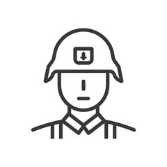 Obraz premium Line Art Illustration of a Soldier Wearing a Helmet