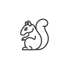 Line Art Illustration of a Squirrel Sitting with Its Tail Curved Behind It
