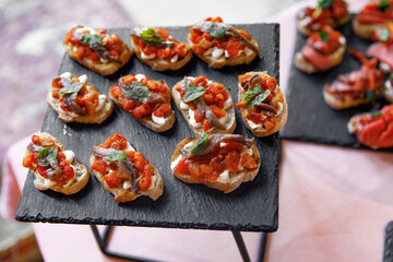 Assortment buffet, Different canapes, various snacks, Catering table, meat specialities, catering wedding buffet, beer bar, salty nuts, party or wedding, Celebration, gala reception, corporate