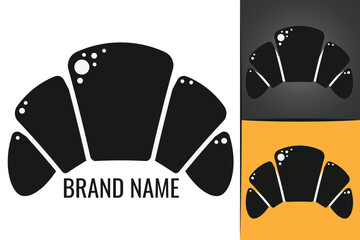 French bread croissant logo. Bakery shop logotype. French bun Croissant food logo