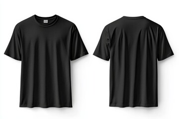 Black Tshirt Mockup Front and Back Isolated created with Generative AI