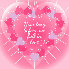 Heart candy pop, pink shapes, sweet love, card love, romance, boyfriend, girlfriend, romantic, y2k How long before we fall in love