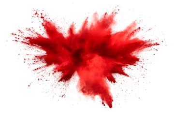 explosion of dry red paints on a transparent background. cloud and paint particles. Holi paint