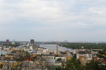 beautiful views of the Dnipro River and the city of Kyiv, Ukraine