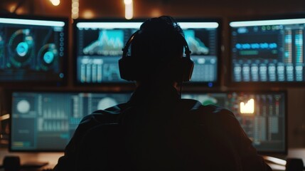 Silhouette of a Hacker at Work