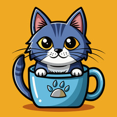 cat with a cup of coffee