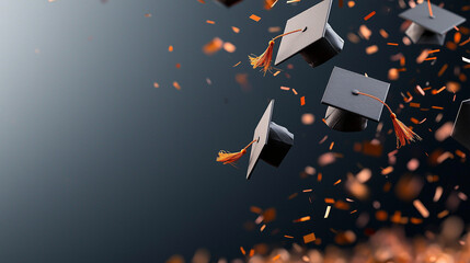 A modern depiction of a graduation celebration, with caps mid-flight and confetti filling the scene.