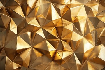 Obraz premium A gold-toned wall with a pattern of triangles, generative ai image