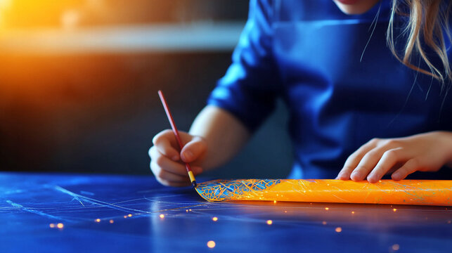 .Students creating intricate art pieces with mixed media for a school project