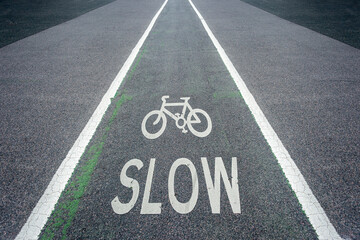 Obraz premium cycle lane painted on the road