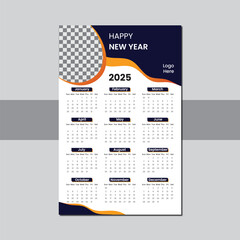 New stylish flat 2025 year modern creative calendar template design, wall calendar.