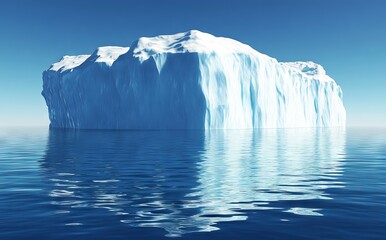 Naklejka premium Massive Snow-Covered Iceberg Floating in Blue Ocean, AI generated illustration