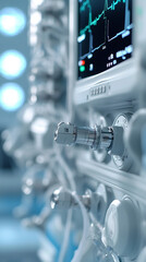 Fototapeta premium Clean, simple image of an operating room with anesthesia equipment