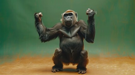 Brown Gorilla Dancing with Realistic Fur and Hair on Green Screen - Funny 3D K Animation