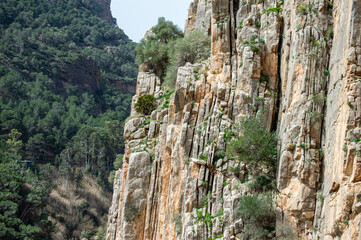 Caminito del Ray, The King's Path. Walkway pinned along the steep walls of a narrow gorge in El Chorro, Malaga, Spain