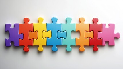 vibrant puzzle pieces symbolize unity, teamwork, ideal for banner design conveying the concept of collaboration