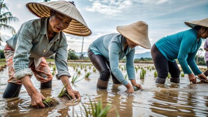  farmers grow rice in the rainy season