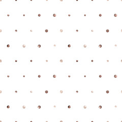 Autumn small apples, circles, dots. Hand drawn watercolor illustration. Seamless pattern on a white background