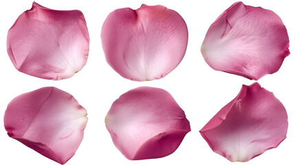 Pink rose petals isolated on a white background