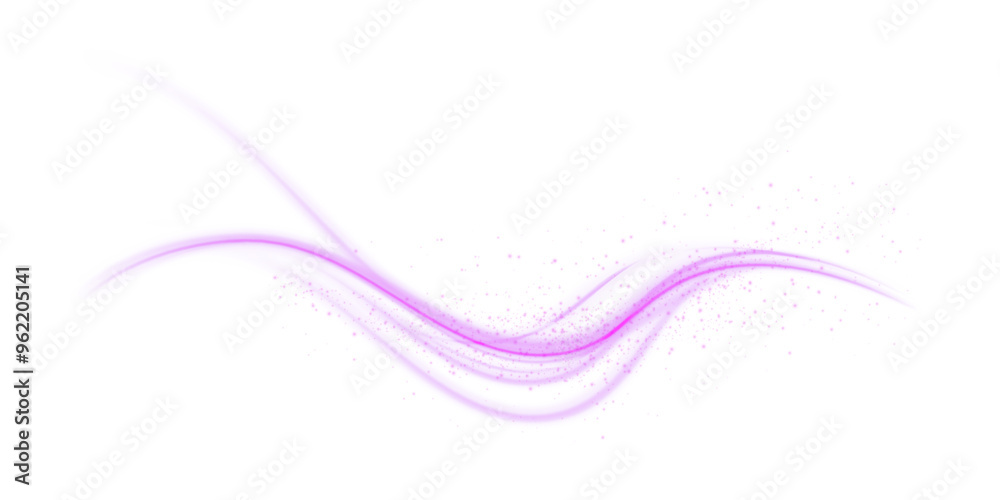Poster Bright purple glow effect of curved lines. Effect of shining lines curved in space on white background PNG.