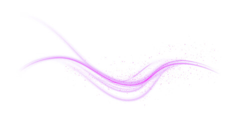 Bright purple glow effect of curved lines. Effect of shining lines curved in space on white background PNG.