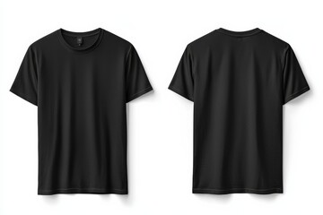 Black Tshirt Mockup Front and Back Isolated created with Generative AI