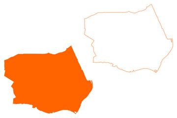Barendrecht municipality (Kingdom of the Netherlands, Holland, South Holland or Zuid-Holland province) map vector illustration, scribble sketch map