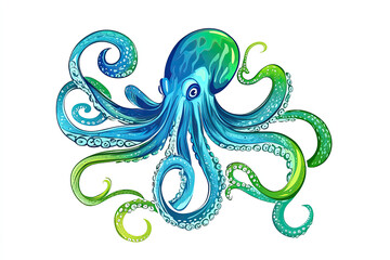 Beautiful Octopus T-shirt Design, Marine Animal Illustration Resource for Your Clothes Corporate and Graphic Business or Creative Project, Ai Generative