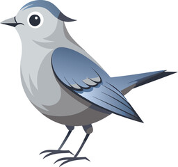 Fototapeta premium gray cat bird artwork victor illustration