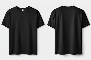 Black Tshirt Mockup Front and Back Isolated created with Generative AI
