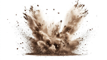 Dry soil explosion isolated on transparent background	