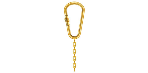 Realistic Golden Key Chain With Metal Ring Vector Illustration.
