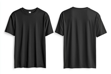 Black Tshirt Mockup Front and Back Isolated created with Generative AI