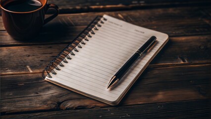 notepad on wooden table